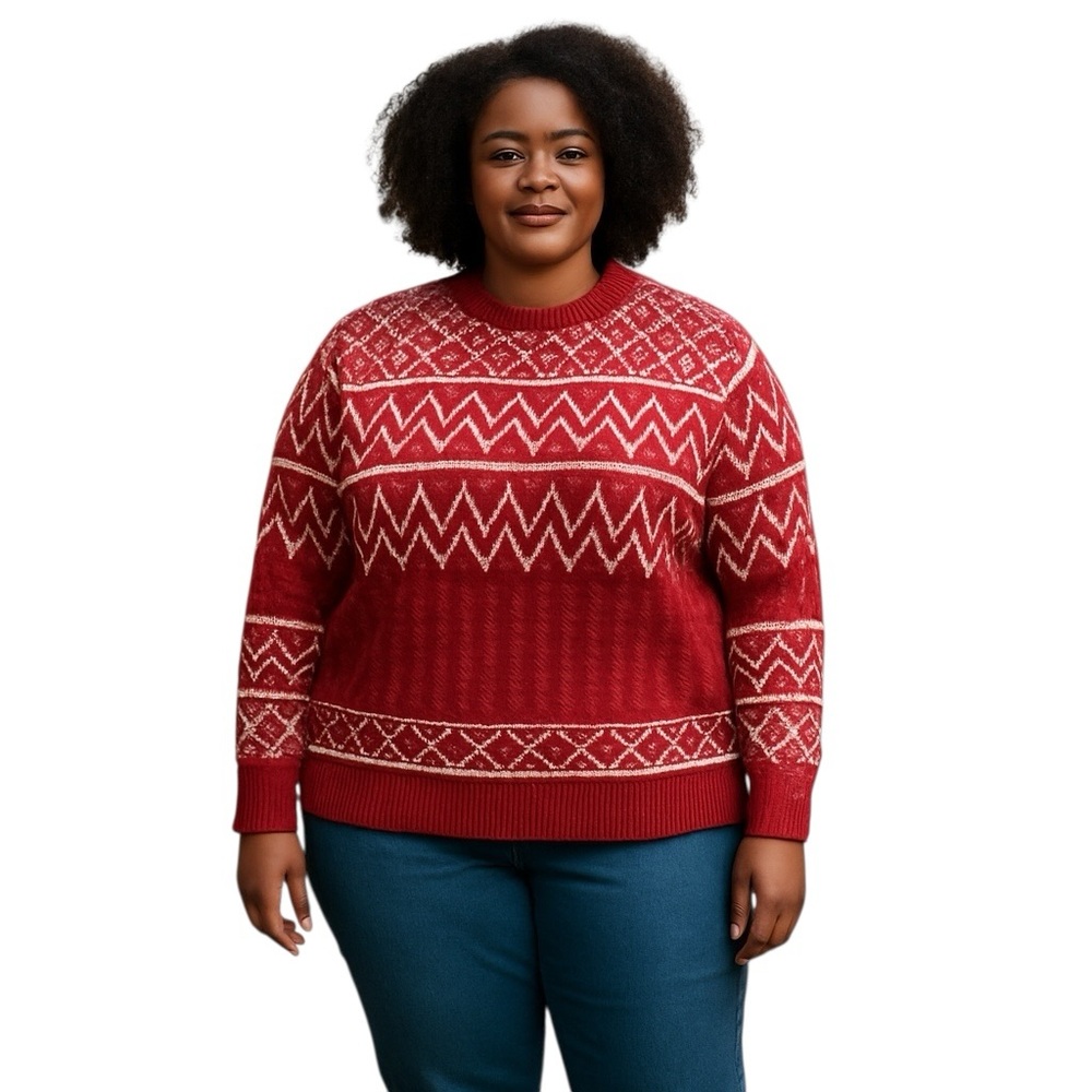 JOE FRESH Fair Isle Women's Sweater 2X
